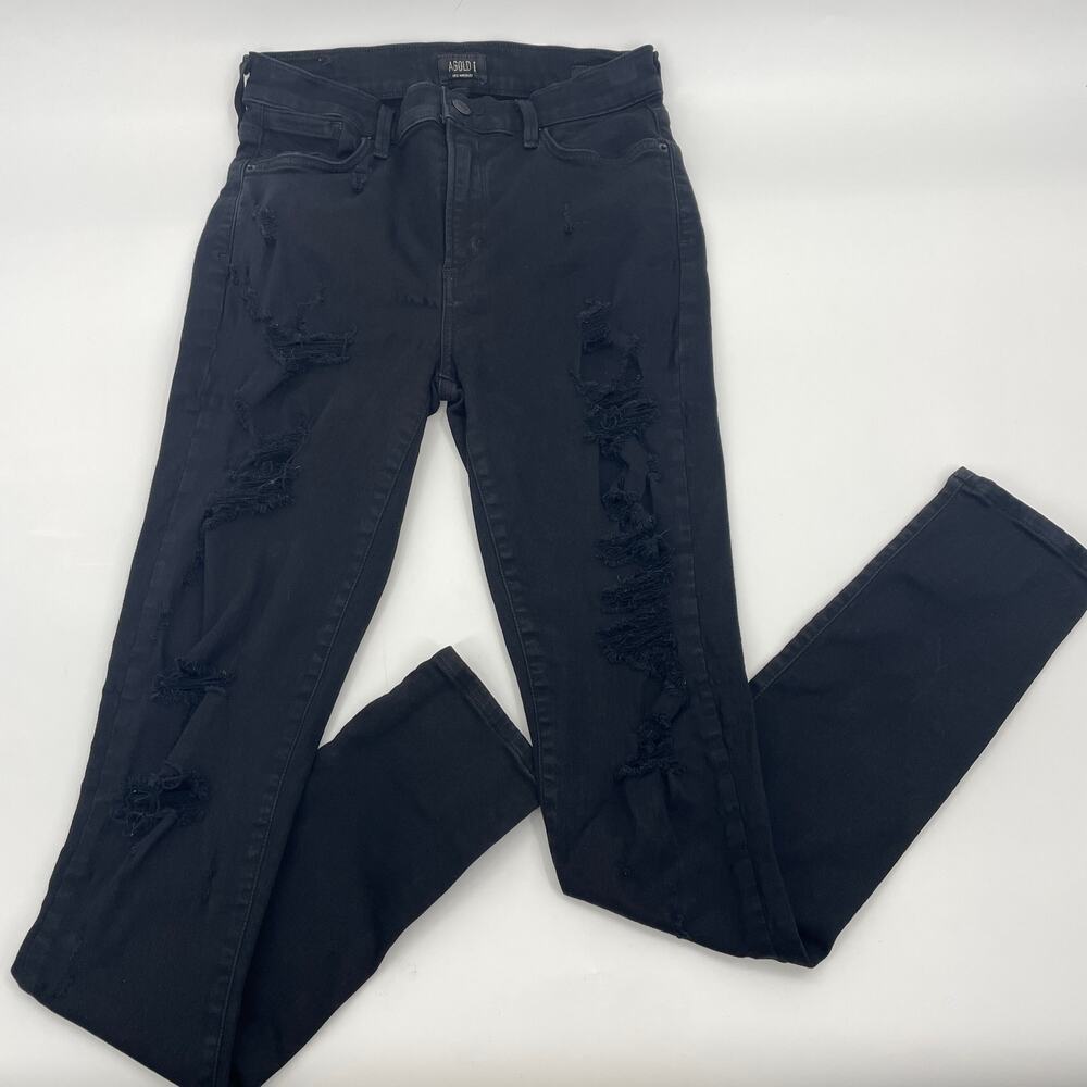 AGOLDE Sophia Black Skinny Distressed Jeans Size 28 High Waist Ankle Soft Denim